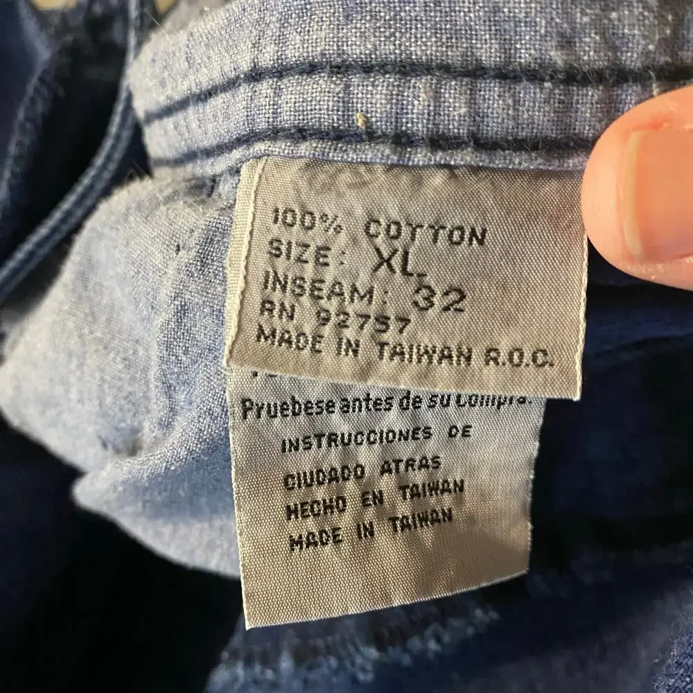 Vintage LA Gate Jeans Denim Overalls XL 32 Made in Taiwan 100% Cotton